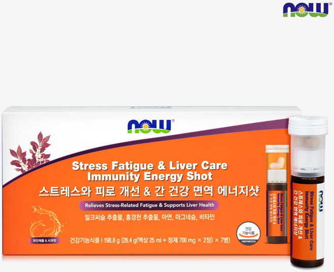 나우푸드 스트레스와 피로 개선 & 간 건강 면역 올인원 에너지샷 7개입, 7정, 1개