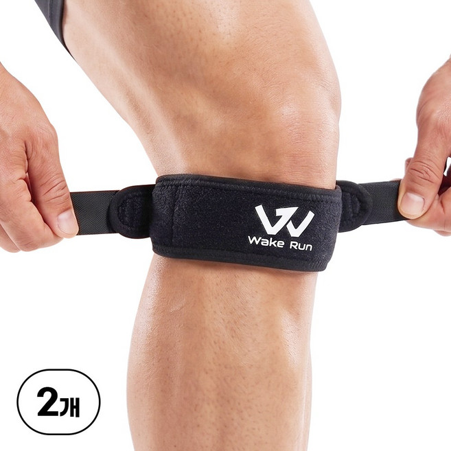 웨이크런 두번잡아주는 크로스락 무릎보호대, 블랙, 2개