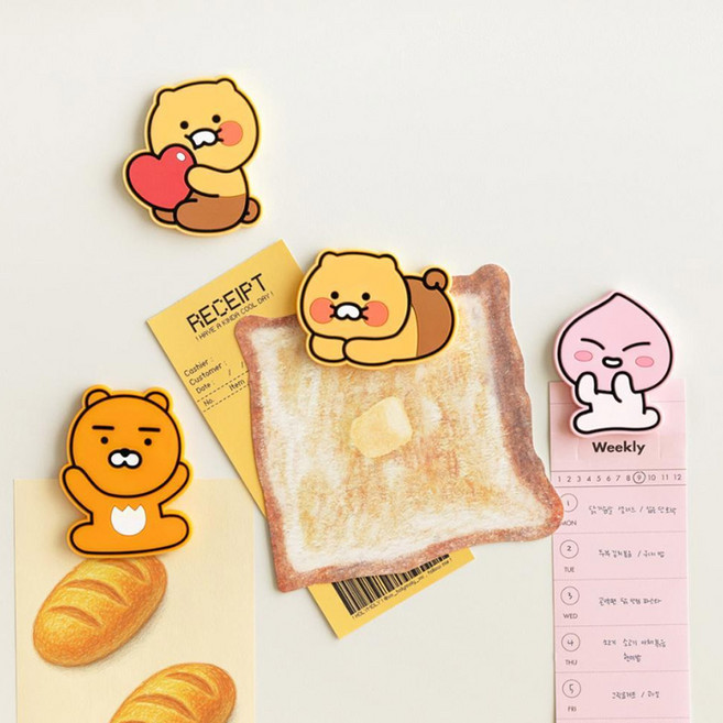카카오프렌즈 PVC 마그넷 4종 카카오 인테리어 냉장고자석 메모 현관문 꾸미기 자석스티커 마그네틱 타공판 단체선물, PVC 마그넷 어피치