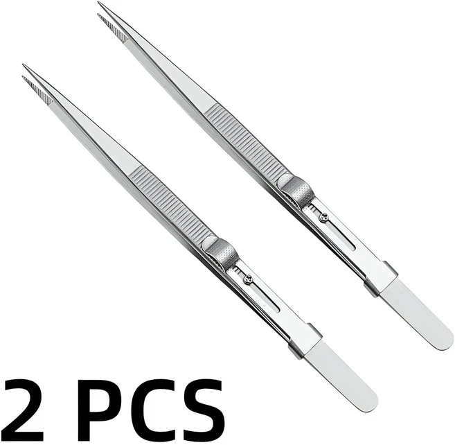 전문 고정밀 스테인레스 스틸 쥬얼리 핀셋 샌드 블라스팅 DIY 다이아몬드 보석 쥬얼리 보석상의 슬롯 버클, 2. Straight two pieces, 1개