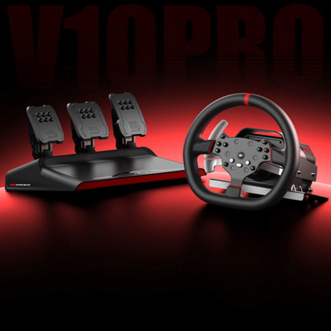 [트루펙트] PXN V10 프로 레이싱 게임 패드 진동 조이스틱 PC PS4 Xbox One Switch용 게임 스티어링 휠세트