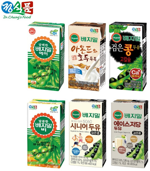골라먹는 재미 A B 검은콩 저당 시니어 온가족 영양간식 두유 6종 각 5팩씩 30팩, 30개, 190ml