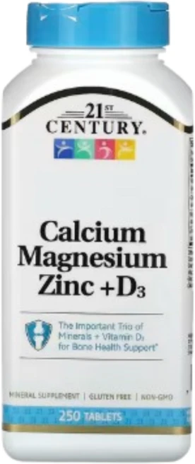 21st Century 칼슘 마그네슘 아연 + D3 250정, 1개 - 쿠팡