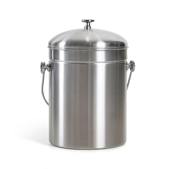 [재리마켓] 스테인리스 음식물 쓰레기통 5L 냄새차단 밀폐 스텐 304, 1개