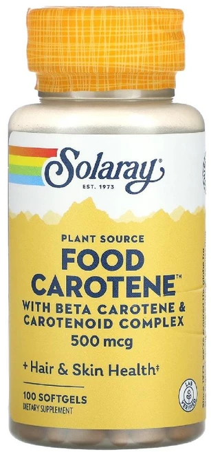 Solaray Food Carotene 베타카로틴 및 카로티노이드 500mcg 100캡슐, 1개, 100정 - 쿠팡