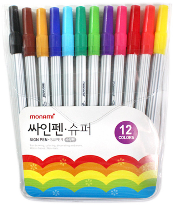 모나미 12색 슈퍼 싸인펜 사인펜, 2개