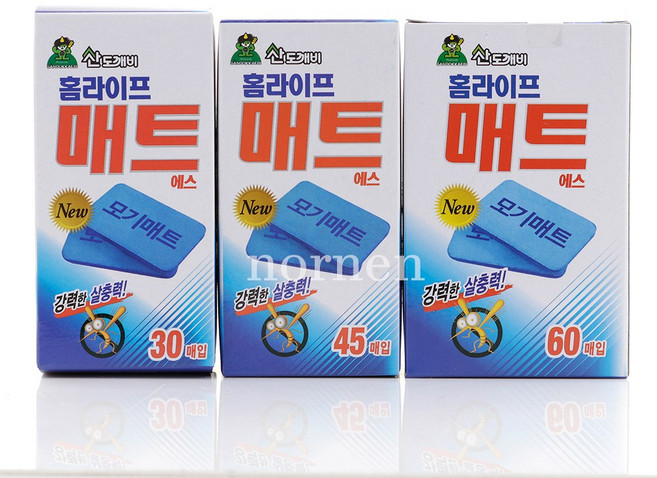 산도깨비 홈라이프 매트 30매 45매 60매 전자모기향 모기약 모기퇴치 해충퇴치기, 45개