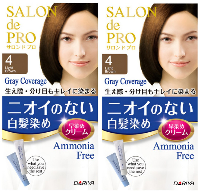 살롱드프로 냄새없는 일본염색약 새치 부분염색 여성용 흰머리커버, 4호밝은갈색, 2개