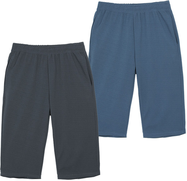 [이지바이] (1+1) 남성 7부 밴딩 바지_체온하강 쿨 리버풀 지지미 원단 스포츠 아웃도어 하프 쇼츠 팬츠 7부 반바지