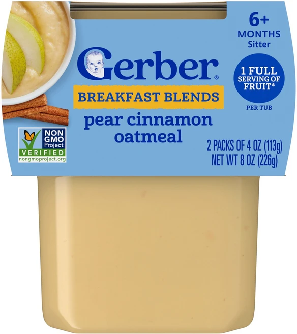 Gerber 2nd Foods® 브랙퍼스트 블렌드 생후 6개월 이상 배 시나몬 오트밀 2팩 각 113g(4oz) Gerber (거버), Gerber, 2nd Foods®, 브랙퍼스트 블렌드 - 쿠팡