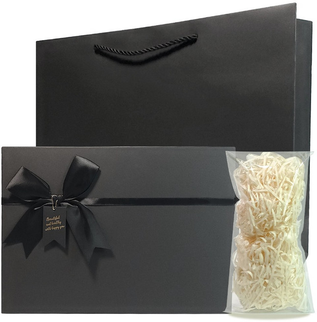 제로리빙 선물 포장 박스 + 쇼핑백, 1개, 검정