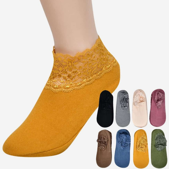 레이스기모버선양말 할머니 엄마 겨울덧신 5족