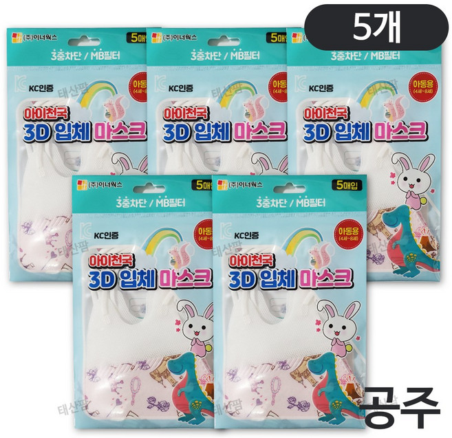 아이천국 3D 입체마스크 아동용 5매입 공주