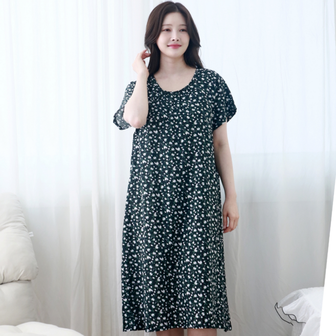 별별모아 여름 반팔 아사면 홈웨어원피스 여성잠옷 실내복