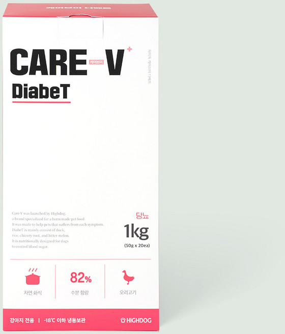 하이독 당뇨 합병증 저탄수화물 케어브이 다베트 처방식 혈당 조절사료 1kg, 20개, 오리, 50g