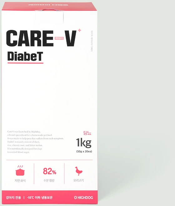 하이독 당뇨 합병증 저탄수화물 케어브이 다베트 처방식 혈당 조절사료 1kg, 20개, 오리, 50g - 쿠팡