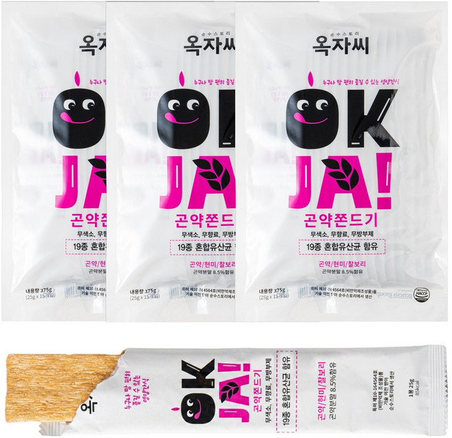 순수스토리 옥자씨 고소한 곤약 쫀드기 입터짐방지 가벼운 국내산 곡물 영양간식, 45개, 25g