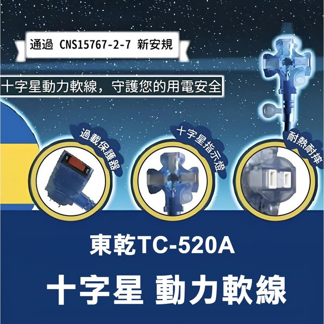 興雲網購 動力延長線 3.5mm², 1個, 東乾TC-520A 十字星動力線15M