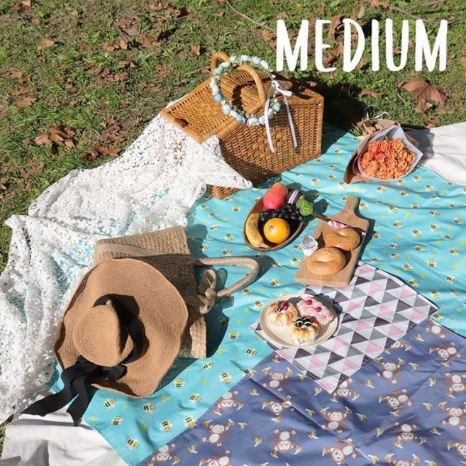 고품질더해피 양면 방수코팅 중형 식탁/테이블/피크닉 매트, 방수코팅 매트(중형)_북유럽 삼각(연분홍)