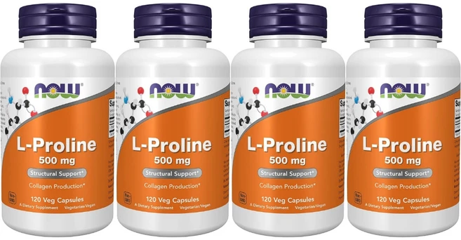 나우푸드 L-프롤린 500mg 베지 캡슐, 120정, 4개 - 쿠팡