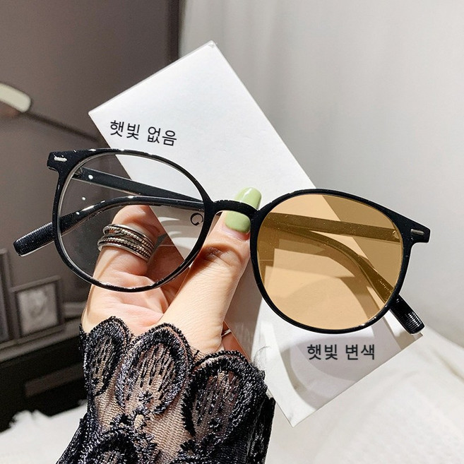 DZX 남녀공용 변색 패션 블루라이트 차단 안경 주야 겸용 고급 선글라스 안경천+안경집