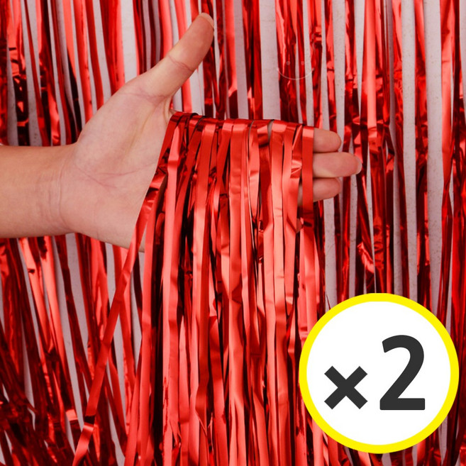 생일파티 용품 파티커튼 42컬러 홀로그램/새틴 무광/파스텔/샤이니 포토존 소품 은박 수술 가랜드 커튼 [에브리띵스마일], 샤이니 레드, 2개