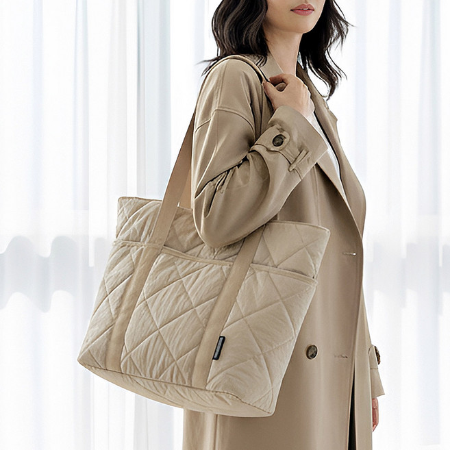 듀엘라 이지캐리 패딩백 여성 숄더백 겸용 토트팩 여성 누빔 가방 가벼운 여자 대용량 여행용 에코백