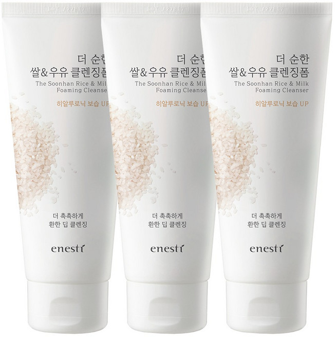 에네스티 더 순한 쌀&우유 클렌징폼, 140ml, 3개