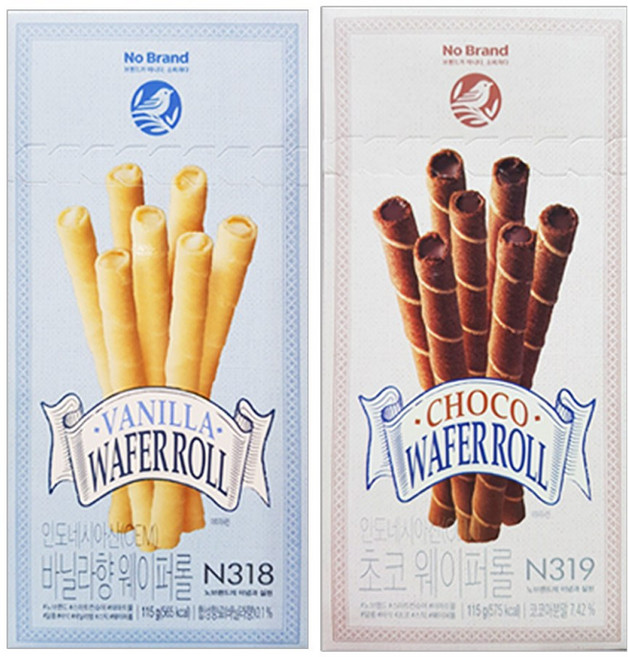 [퀴클리몰] 노브랜드 초코 웨이퍼롤 3개 + 바닐라향, 6개, 115g