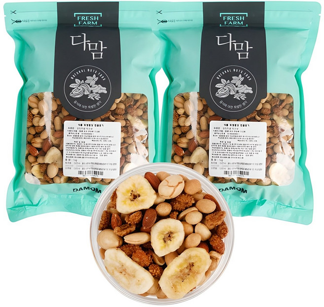 다맘 오리지널 믹스넛 1kg x2봉/혼합 견과류 6종, 2kg, 1세트