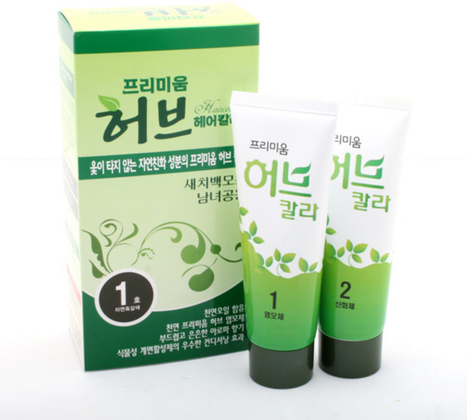 KCJ 프리미움 허브 헤어칼라 1제 2제 각 70g, 2호 자연갈색, 1개