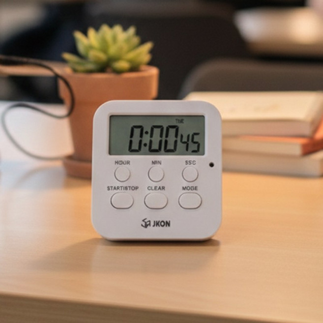 제이콘 타이머 스터디 주방 공부 요리 무소음 자석 스톱워치 알람 시계, 1개, 화이트 시리즈