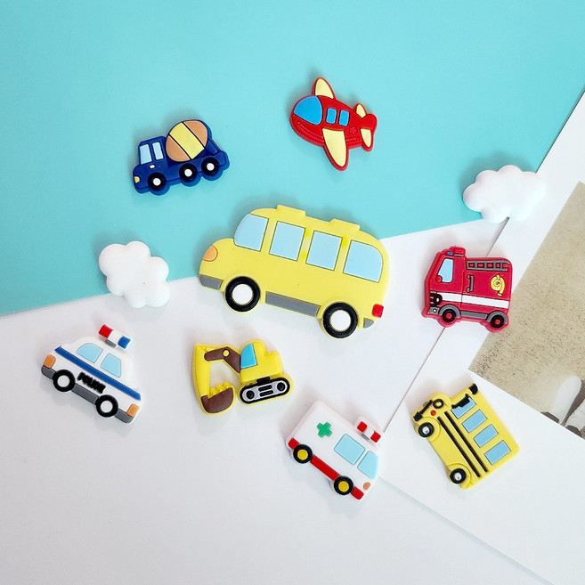 자동차파츠 10종세트 빅사이즈 버스 경찰차 구급차 포크레인 신발꾸미기