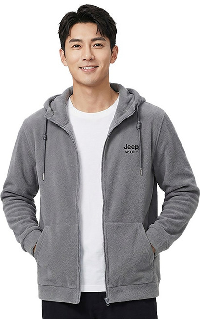 지프스피릿 남성용 베이직 플리스 후드 집업 KF-202