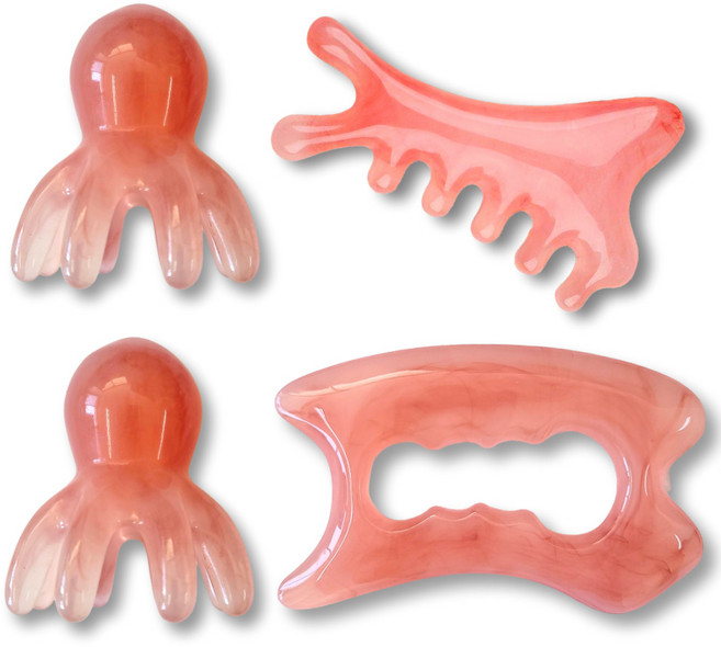 SWAYDEN 괄사 3종세트 두피 얼굴 승모근 종아리, 핑크색상, 1세트