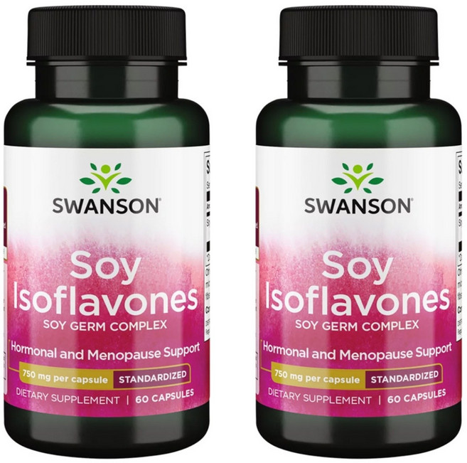 스완슨 Swanson 소이 이소플라본 750mg 60캡슐 X 2통 우먼 대두 이소플라본, 60정, 2개