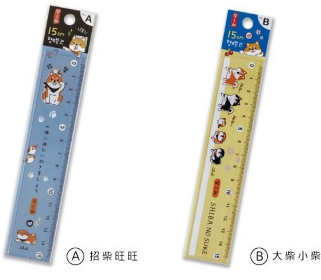 富福里 三瑩 SR-61 柴之助15cm塑膠尺 學生辦公透明塑膠尺, A - 招柴旺旺, 1個