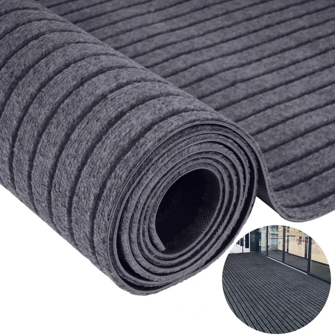 GAPINO 대형 카페트 논슬립 현관매트 업소용 출입구 미끄럼방지매트 사무실 배란다 로비 바닥매트 발판 스트라이프 잘라쓰는 발매트, 그레이, 1개