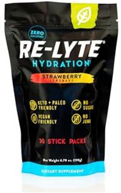 REDMOND Re-Lyte Hydration Electrolyte Drink Powder Mix (Strawberry Lemonade) 30 Stick Packs, 레드몬드 리-라이트 전해질 드링크 믹스 (피나 콜라다), 1개, 딸기, 4.9g