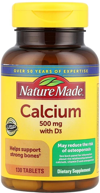 Nature Made 칼슘 및 D3 함유 130정 Made (네이처 메이드), Nature Made, 칼슘 및 D3 함유, 130정, 1개 - 쿠팡