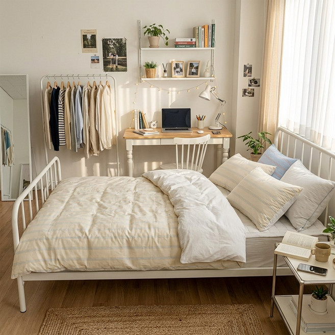 리아리오 사계절 기숙사 차렵이불 세트 국내산 이불+패드(고정밴드)+베개커버