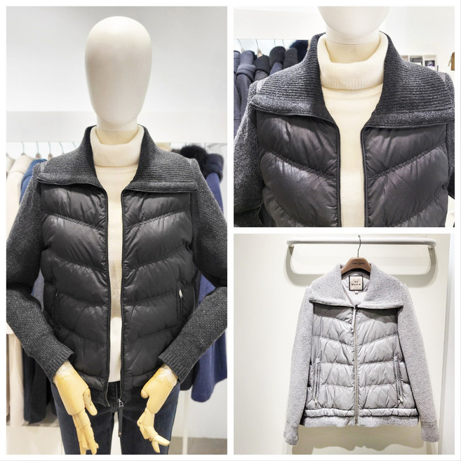 올리비아로렌 카라 집업 니트 콤비 덕다운 오리털 패딩 점퍼 nc청주점 vvbkd4w9381