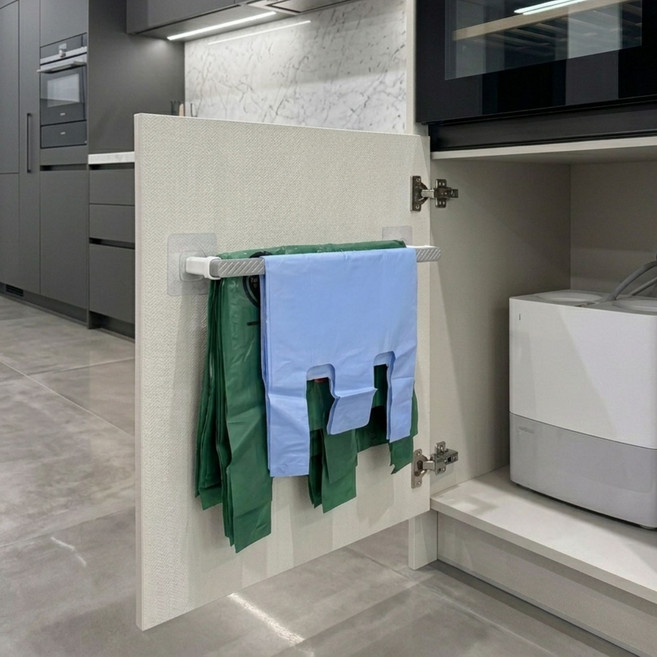 르미우 쓰레기 종량제 봉투 걸이 다용도 정리 거치대, 1개, 화이트