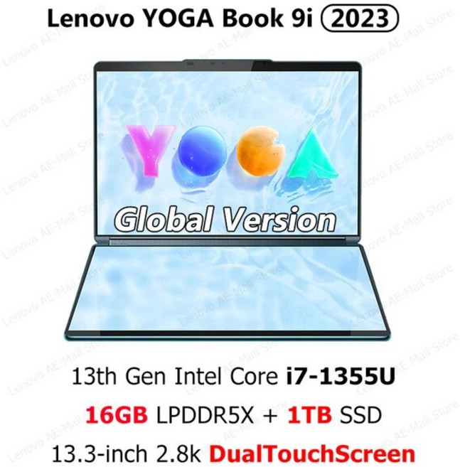 2023 레노버 요가 북 9i 13 세대 코어 i7-1355U 인텔 Evo 플랫폼 13.3 인치 듀얼 스크린 노트북 공지사항, 없음, 없음, 없음, 없음, 없음, 1.i7-1355U 16G 1T