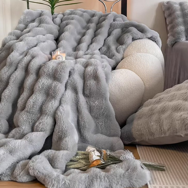 토끼털 모방 원단 극세사담요 양면 담요