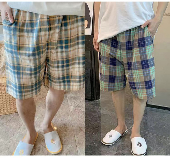 용태원남성 잠옷 반바지여름 루즈핏 파자마 5부 바지비치 팬츠 홈웨어 빅사이즈