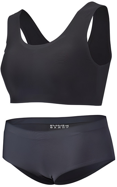 솔레일 심리스 워터스킨 래쉬가드 이너 U형 브라 + 삼각팬티 세트