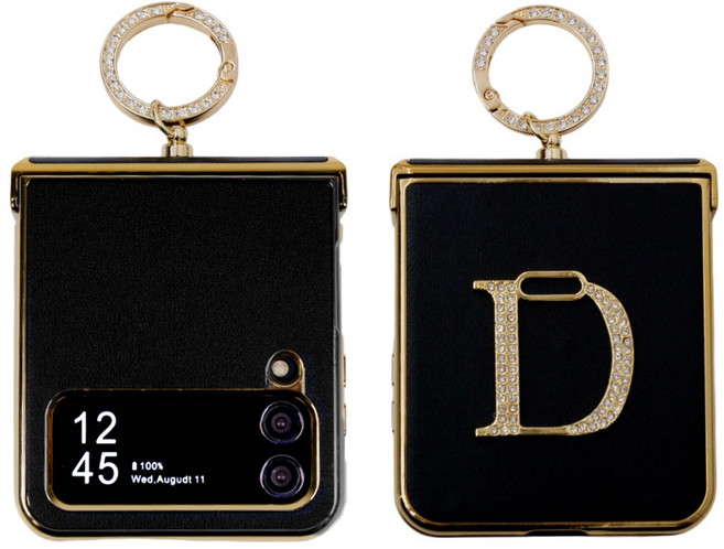 제루크 갤럭시 Z플립 3 4 5 6 7 지플립 힌지보호 핑거링 D로고 골드큐빅 케이스 호환