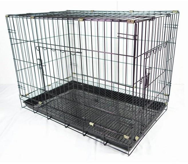 優旺寵物 雙門活動折疊式寵物籠, 1個, 黑色