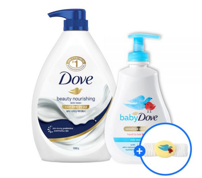 도브 함께 목욕세트뷰티 너리싱 바디워시 1L + 베이비도브 바디워시 400ML + 증정 택1, 릴랙싱시어버터 바디워시1L, 베이비리치모이스처400ML, 도브 핸드타올, 1kg, 1